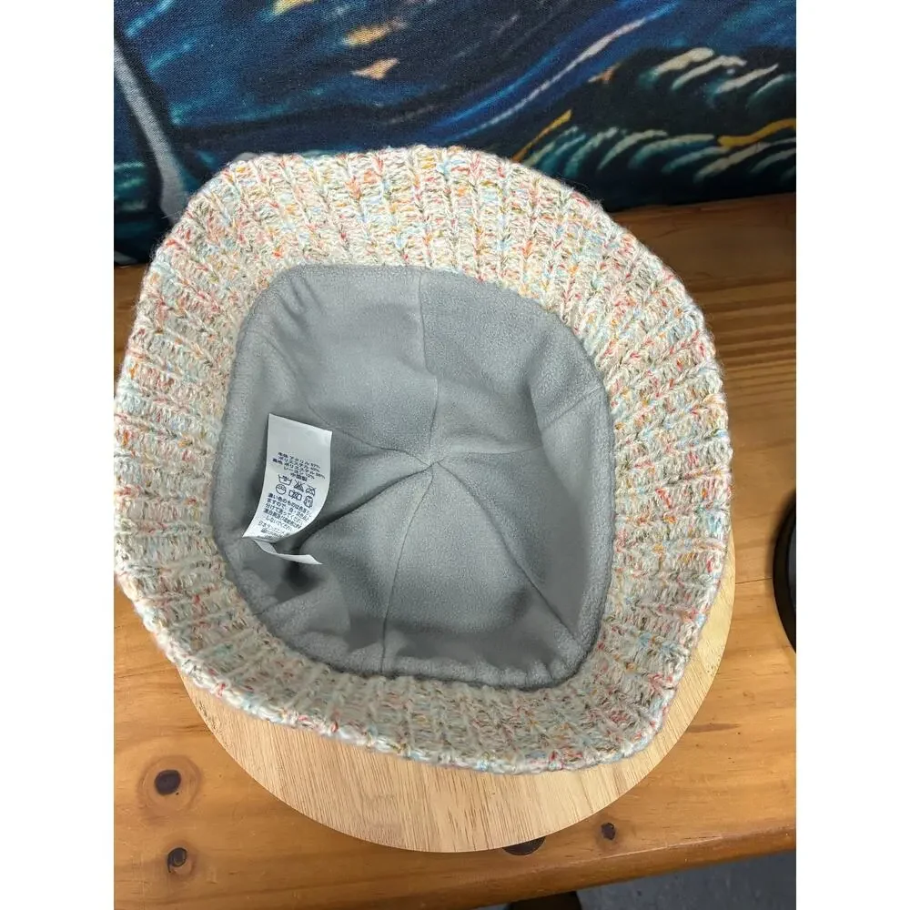Lands End Knit Bucket Hat L XL Confetti Fleck Fleece Lined Winter Cloche
